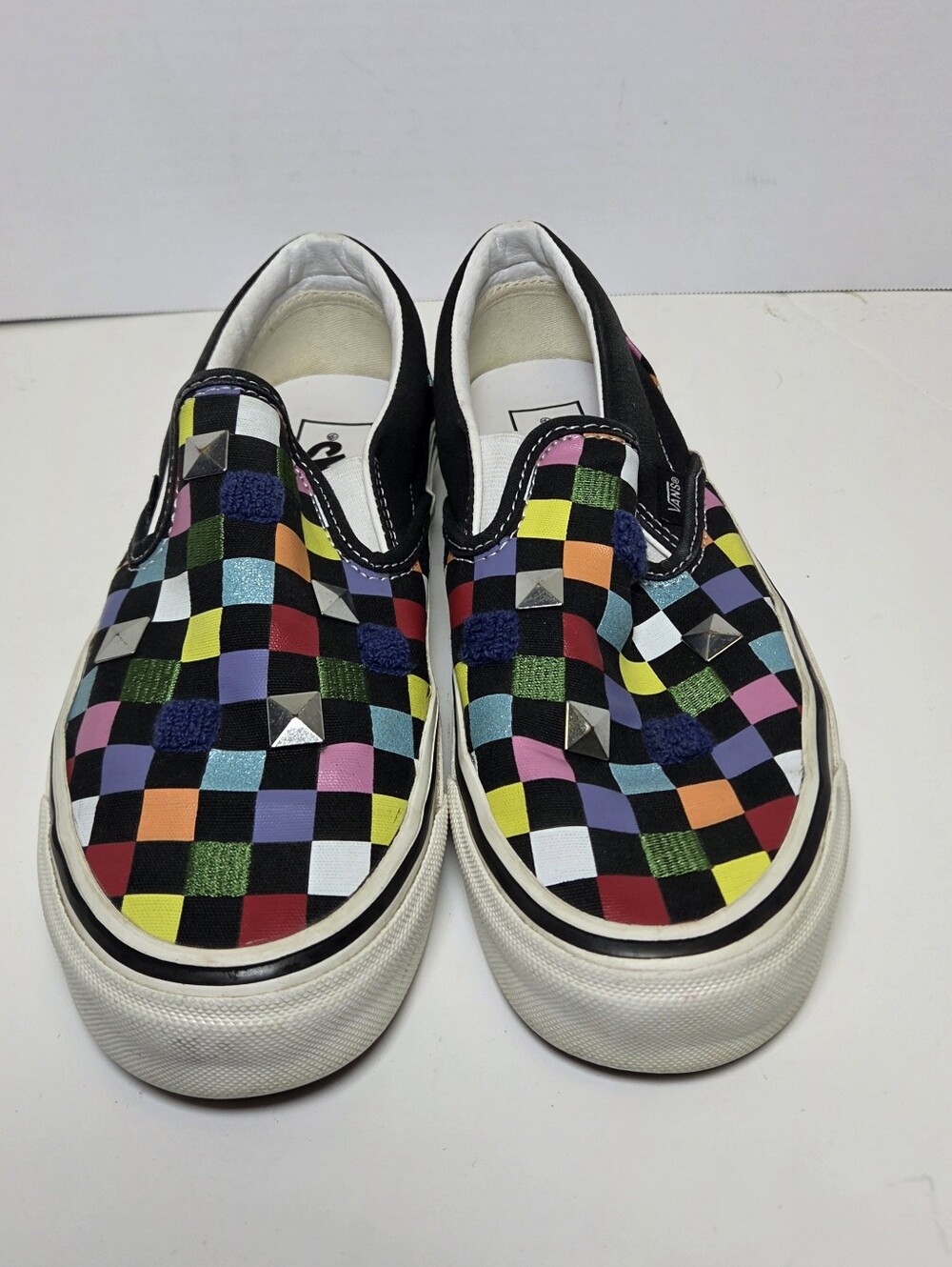 Vans Classic Slip-On Rainbow Checkerboard Sneakers